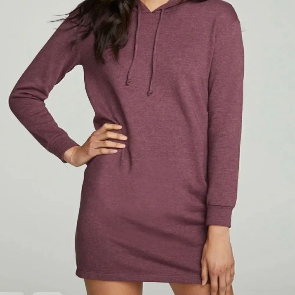 Chaser Long Sleeve Hoodie Dress in Brandi Size Small Cotton blend